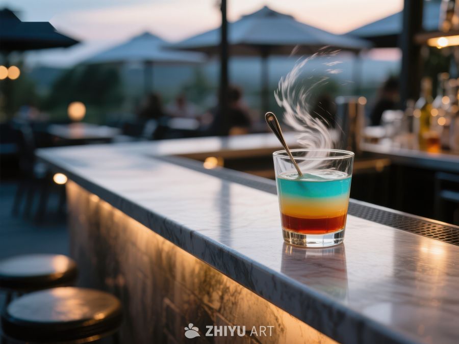 户外吧台上的彩色鸡尾酒 190