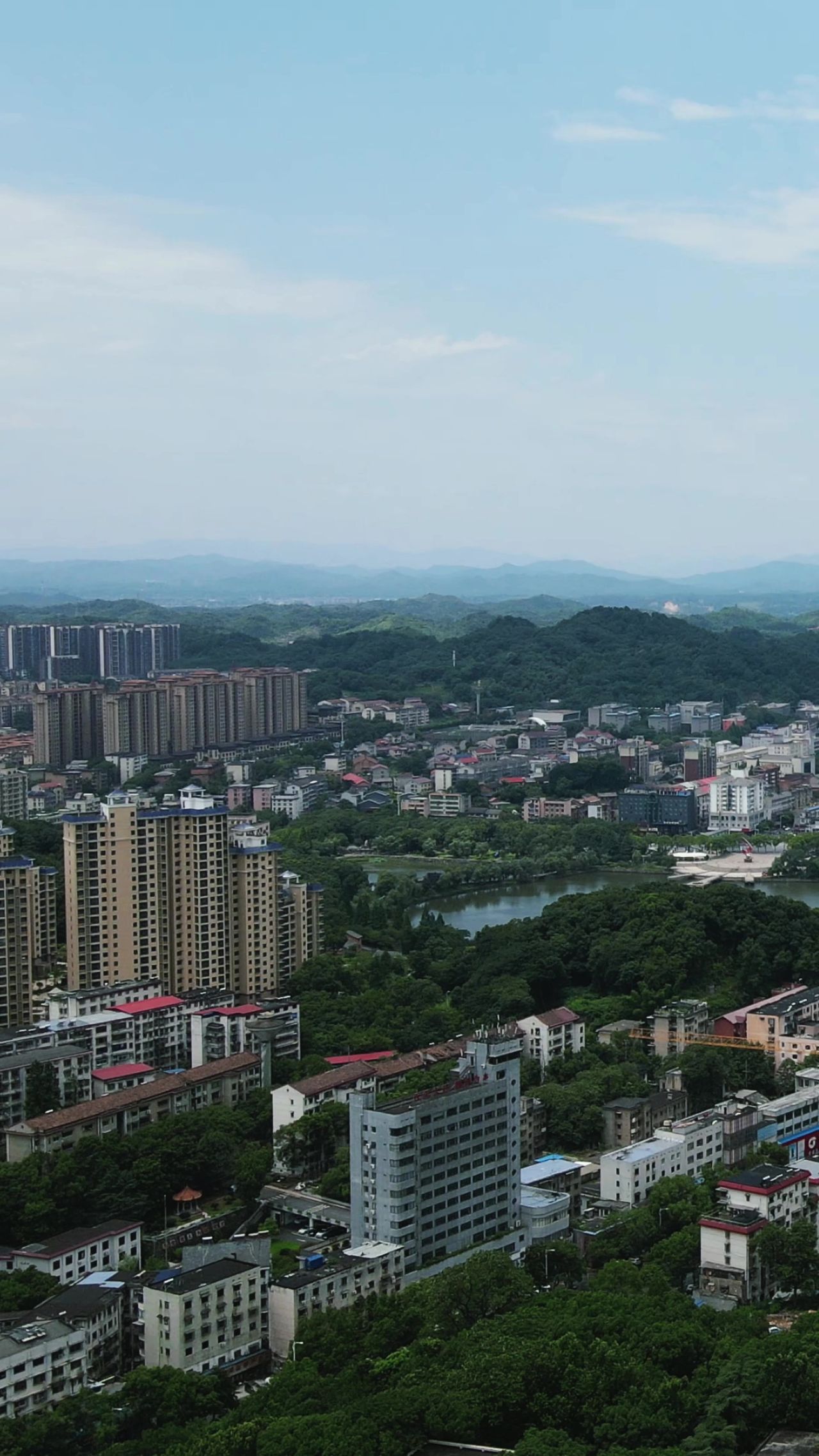 城市航拍益阳城市建设竖屏