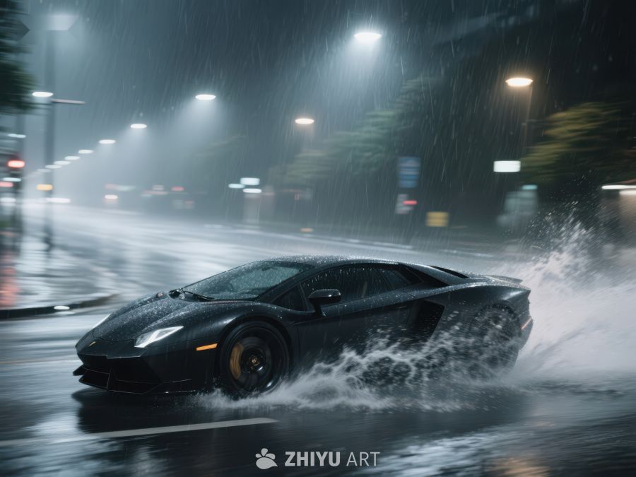 雨夜疾驰的超级跑车 542
