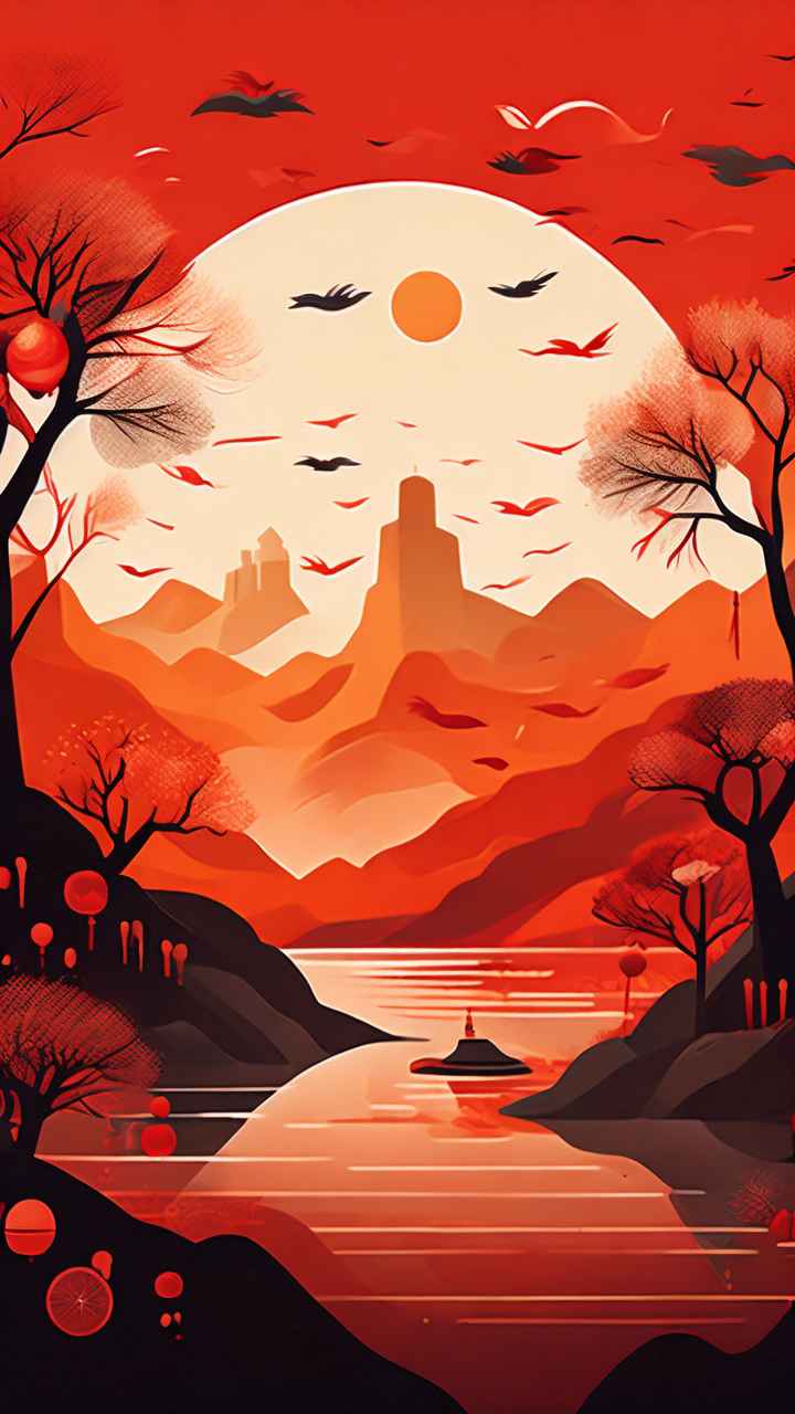 春节祭祖简约插画背景 13