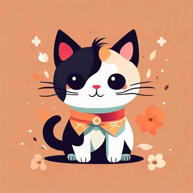 小花猫唯美插画 71
