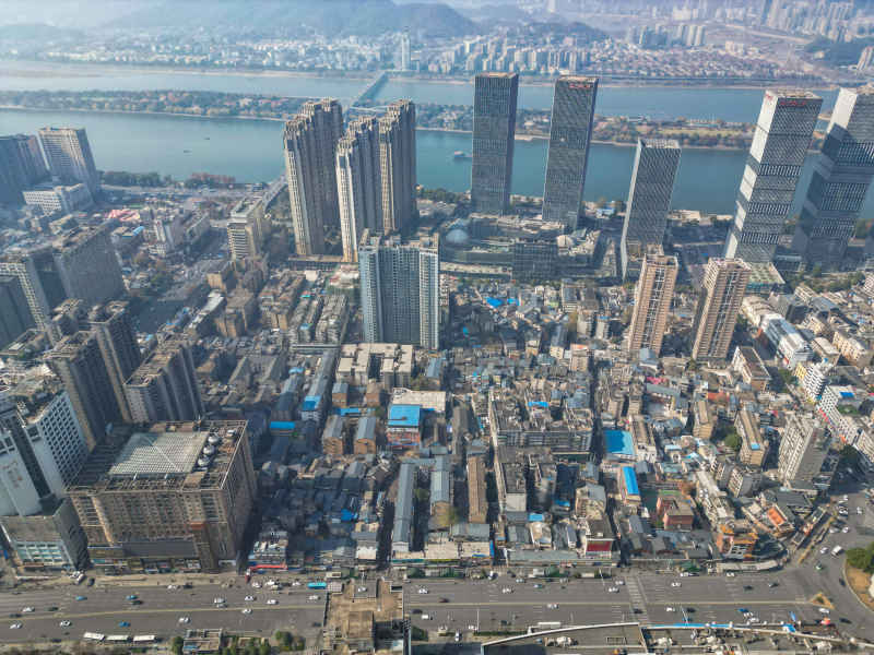 湖南长沙城市风光航拍摄影图