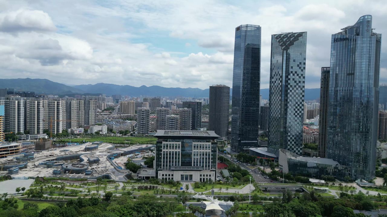  航拍福州闽江北岸中央商务区