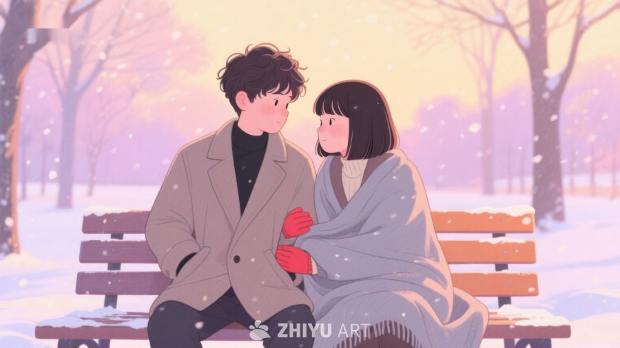 冬日雪景中相依的恋人 177