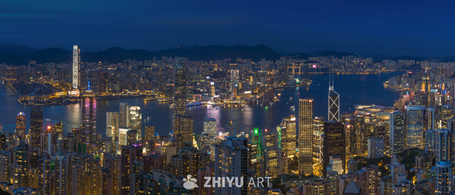香港夜景：维多利亚港的璀璨灯火
