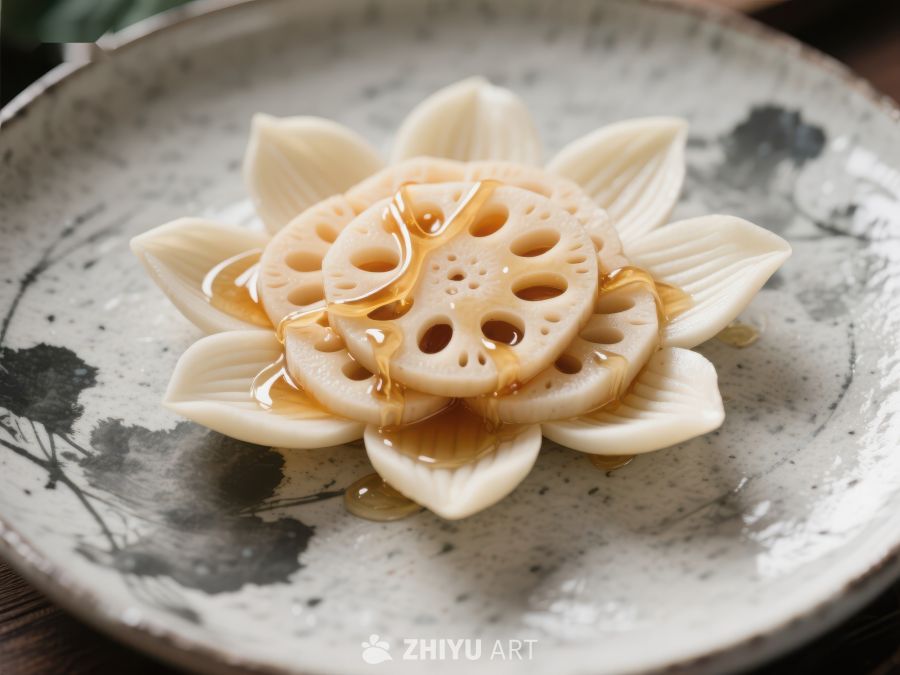 莲藕片淋蜂蜜，盘中绽放如花 809