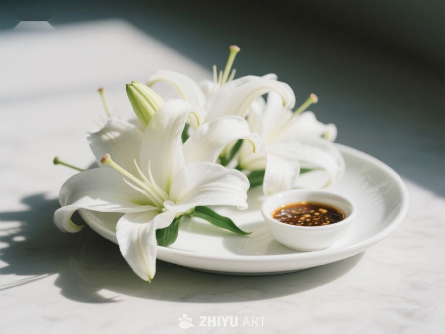 白百合与酱油碟的静谧组合 4