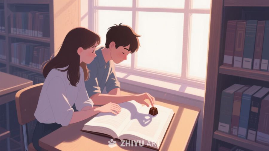图书馆内两人共读一本书 313