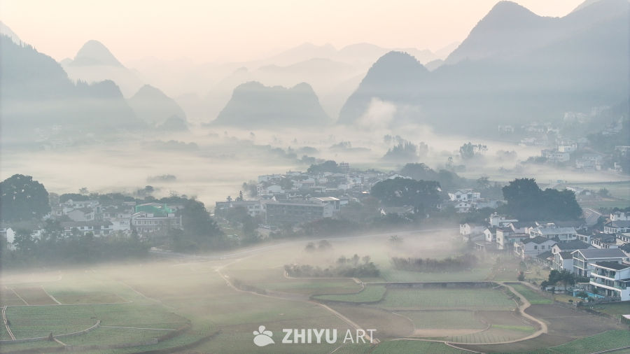 水墨画般的乡村晨景 40