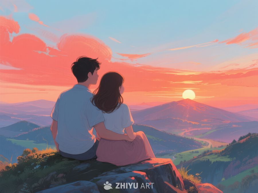 情侣山顶共赏日落美景 553