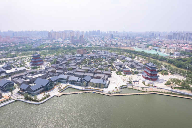 河北沧州城市风光地标建筑航拍图 