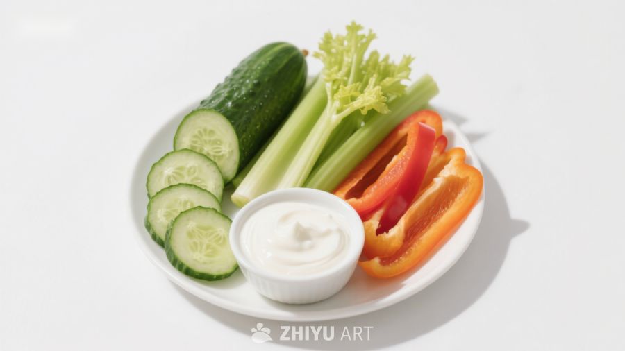新鲜蔬菜配酸奶酱