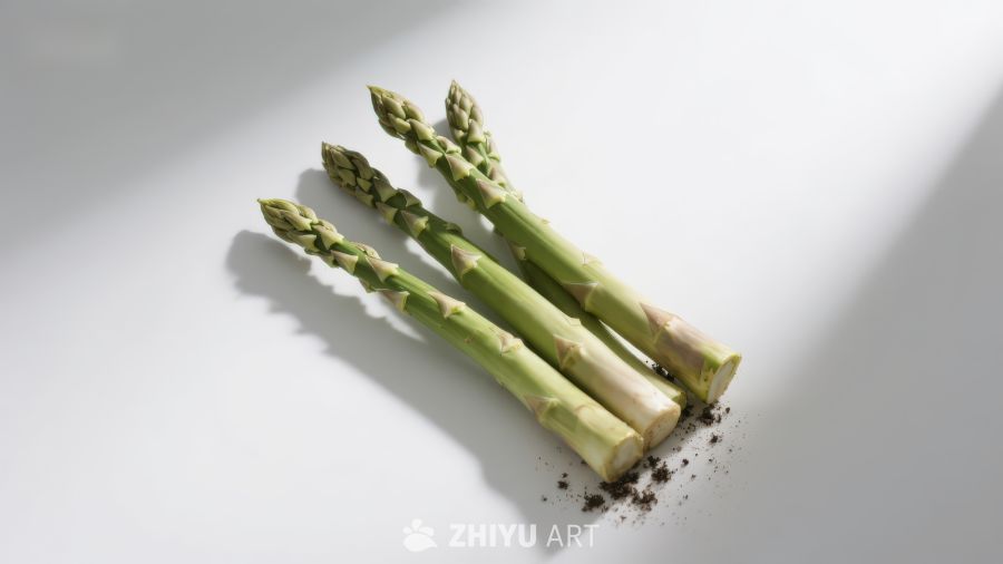 三根新鲜芦笋静物特写