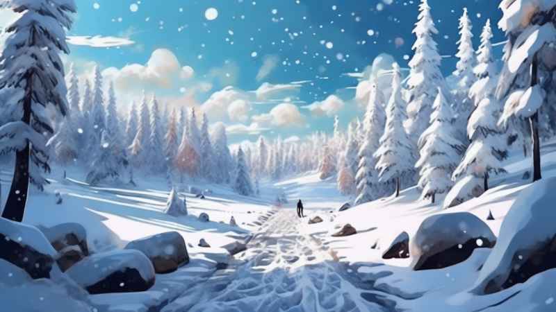 冬季背景图插画雪山雪景 127