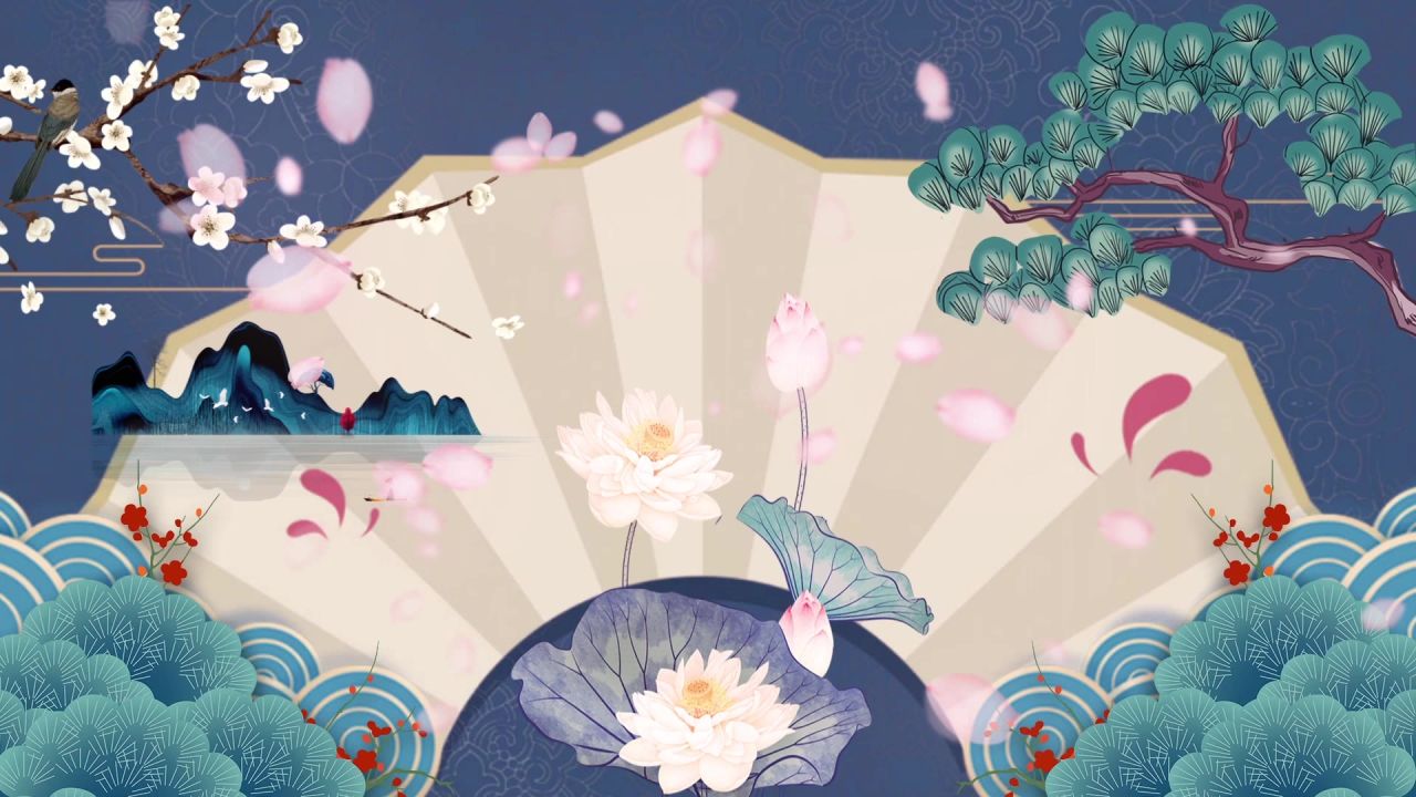 古风背景视频 中国风 意境春天 桃花 水墨 28