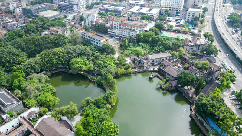 航拍广东东莞可园