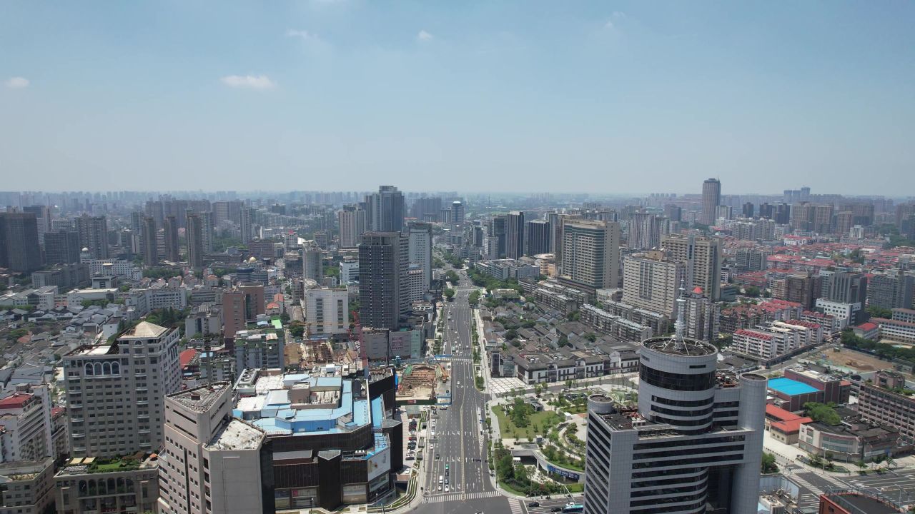 江苏常州城市风光地标建筑航拍 
