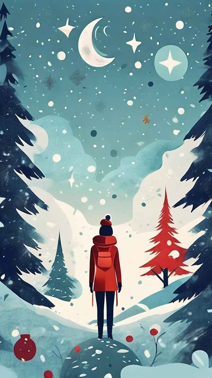 圣诞节下雪插画简约风格 3