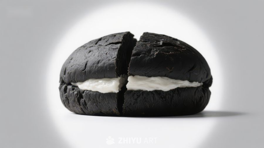 黑色夹心饼干，奶油填充