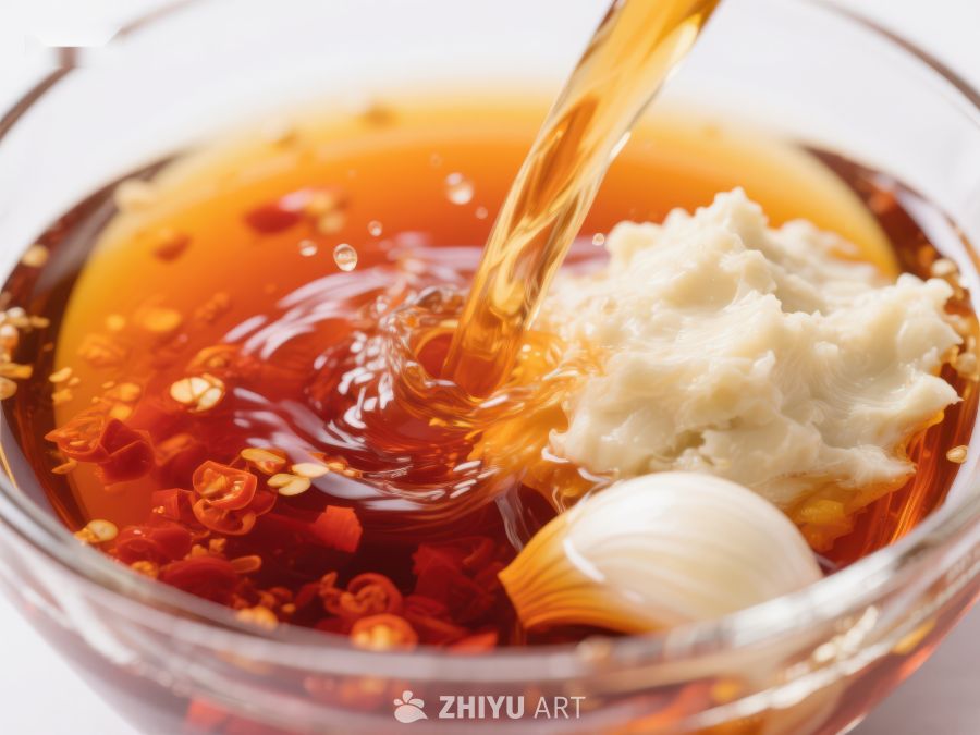 辣椒酱与蒜泥混合，倒入液体 737