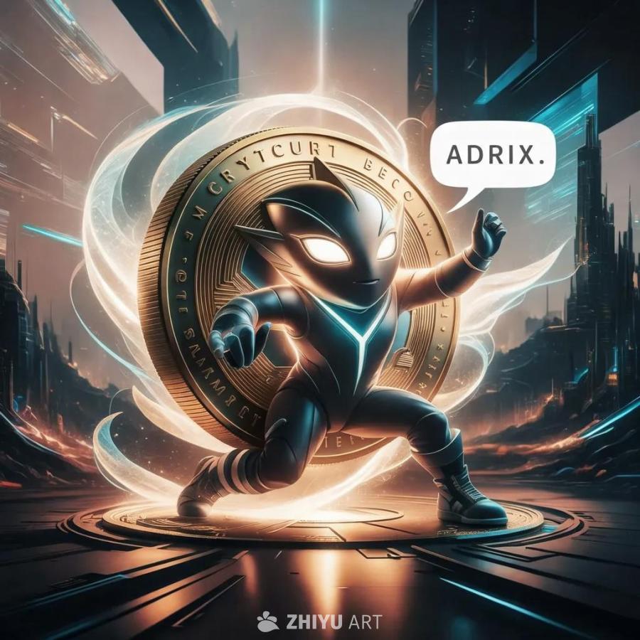 一枚名为Adrix的加密货币硬币，具有光滑的未来主