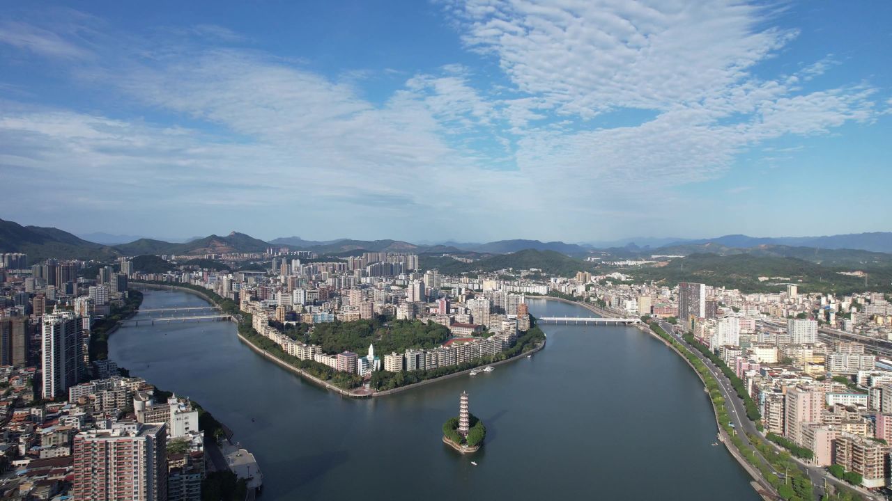 广东韶关城市风光航拍 