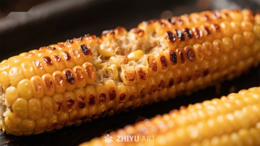 烤制玉米特写