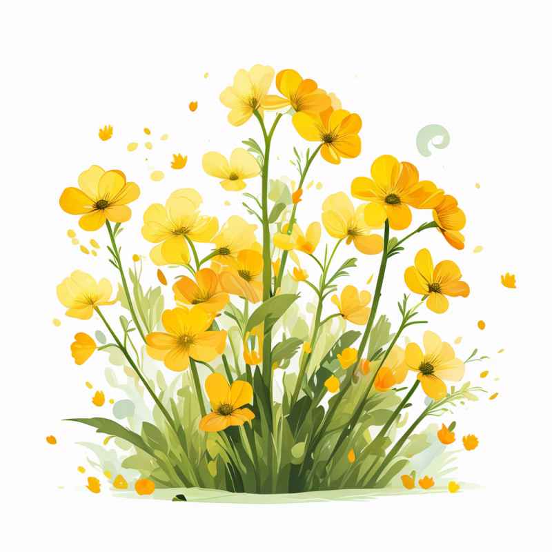 春天的油菜花插画 5