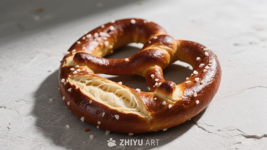酥脆椒盐软 Pretzel 特写