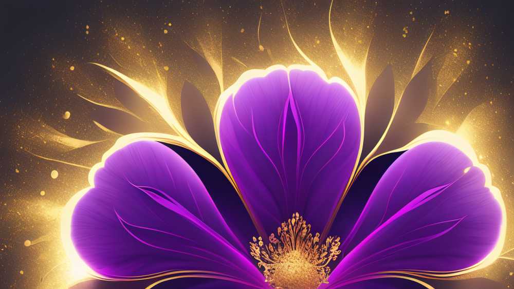 紫色和金色花卉的超级HD传染媒介与光