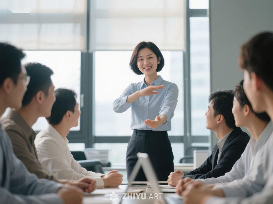 商务会议中女性领导发言 298