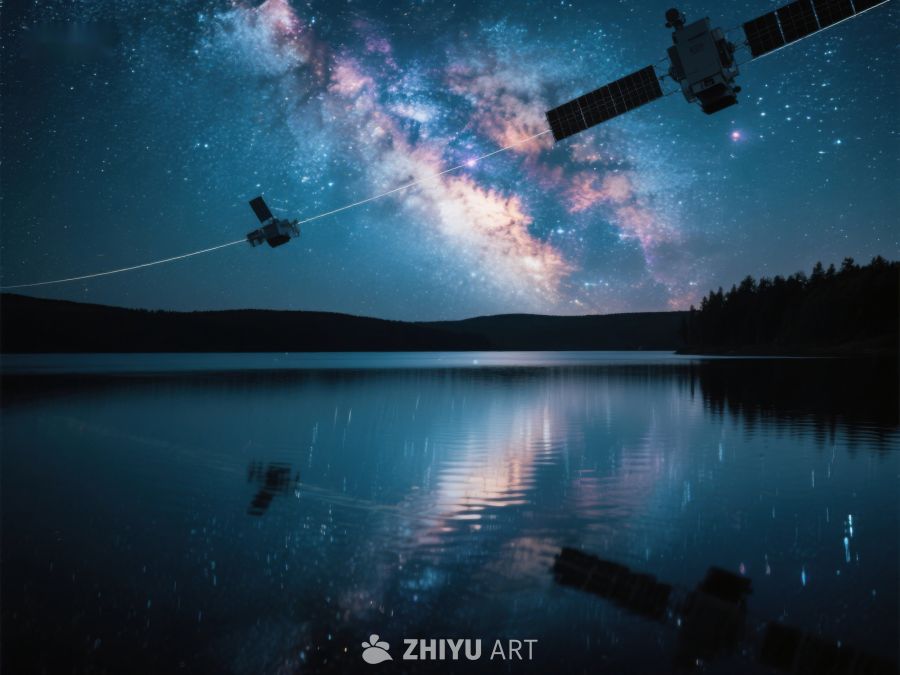 夜空卫星与湖面倒影 261