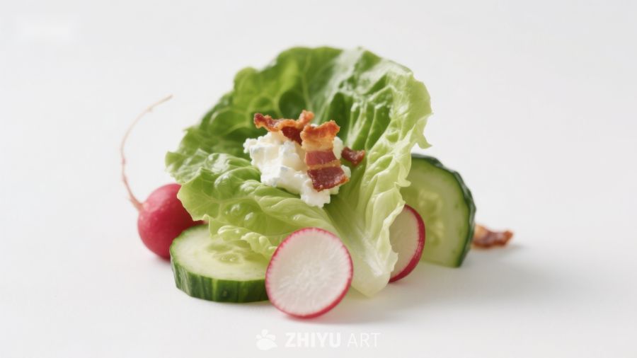 生菜配奶油和培根沙拉