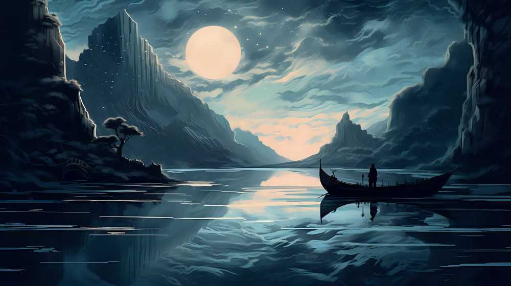 月亮插画夜景