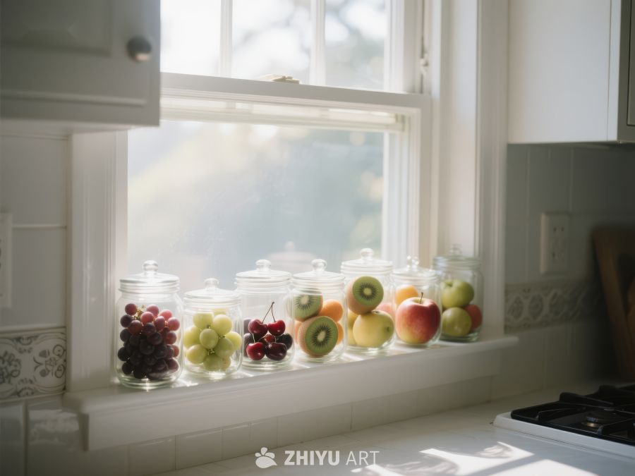 窗台上的水果与罐装食品 206