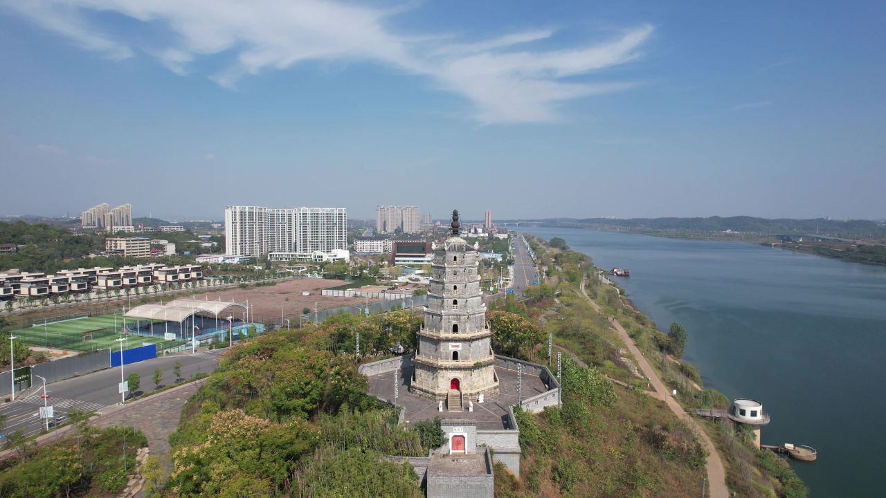 湖南衡阳来雁塔地标建筑航拍 