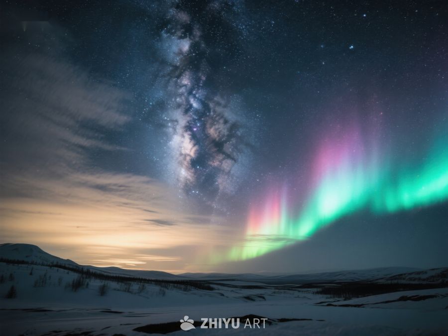 极光与银河交相辉映的冬夜奇景 47