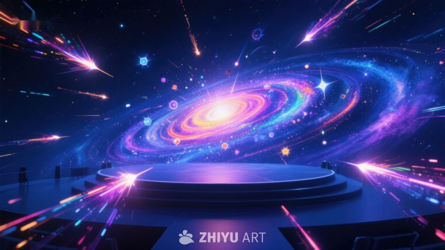 未来科技舞台与星系背景 711
