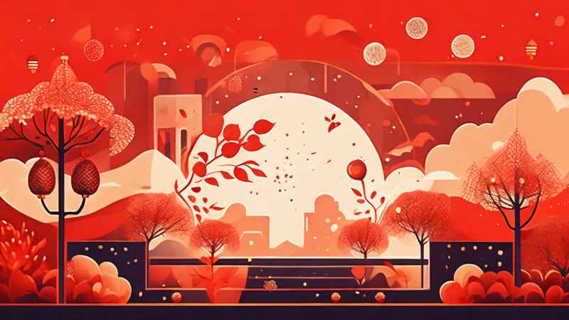 春节窗花简约插画背景 27