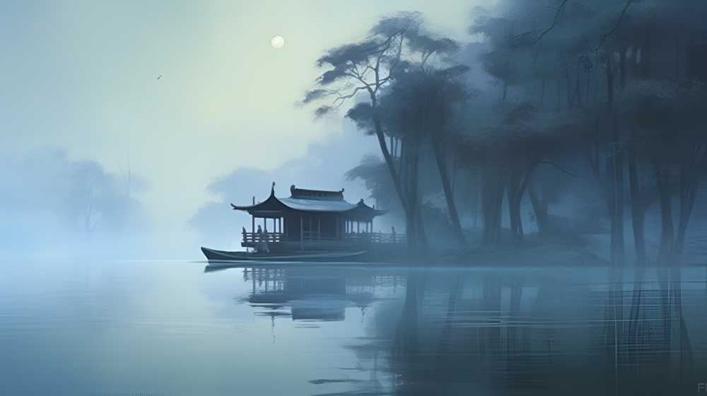 山水一幅画一艘船
