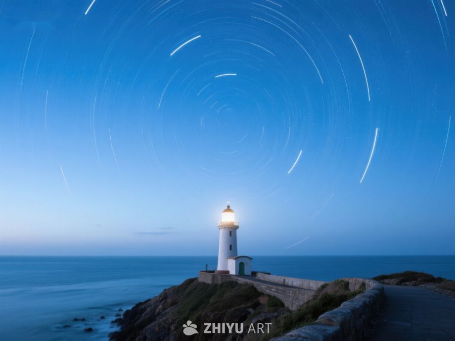 灯塔夜景与星轨 13
