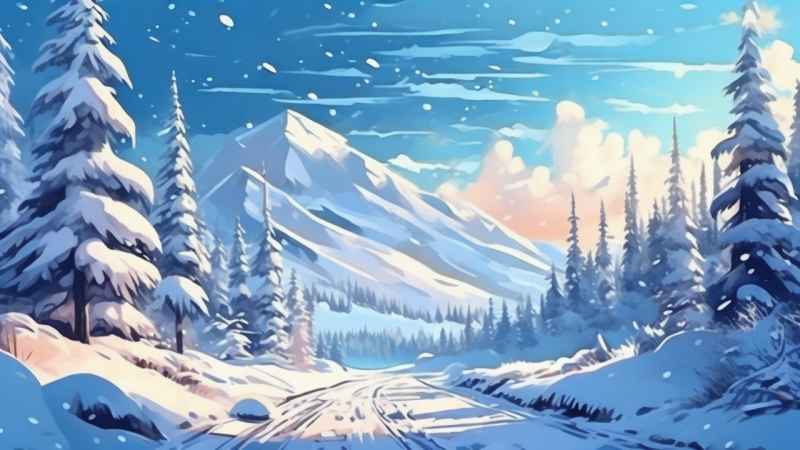 冬季背景图插画雪山雪景 128