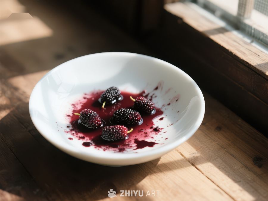 阳光下的白碗黑莓 728