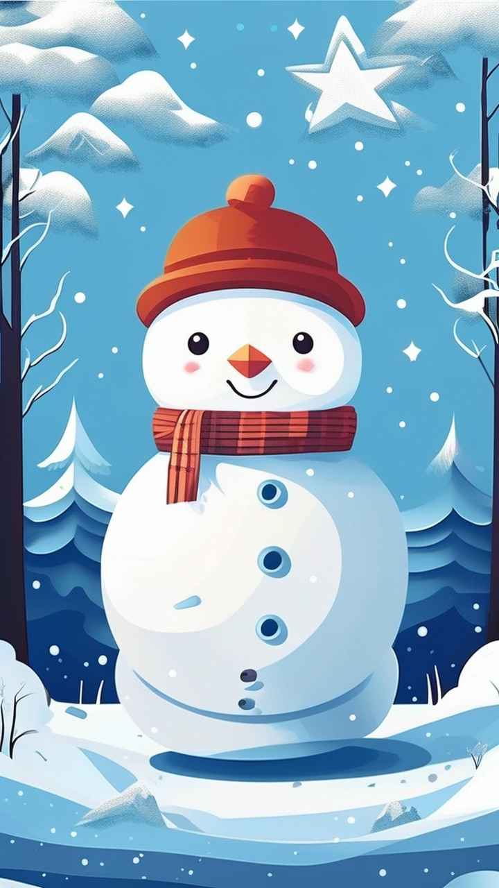 冬季雪景插画雪人 35