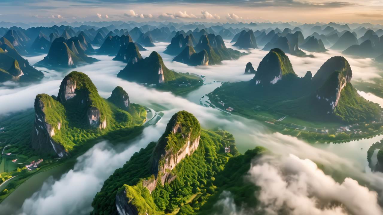 桂林山水甲天下喀斯特地貌日出日落云海延时 11