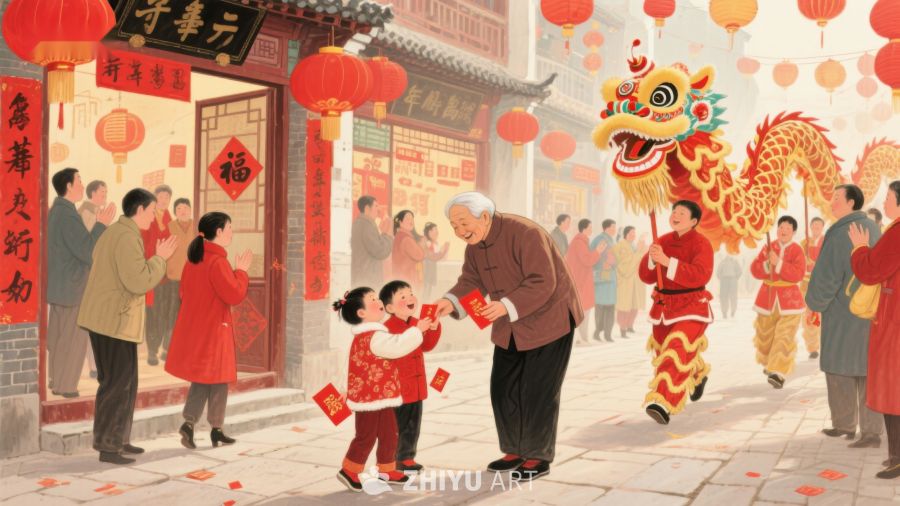 春节街头热闹场景 14