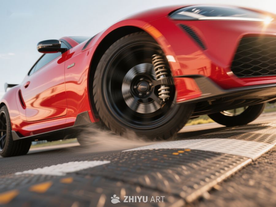 红色跑车高速行驶瞬间 115