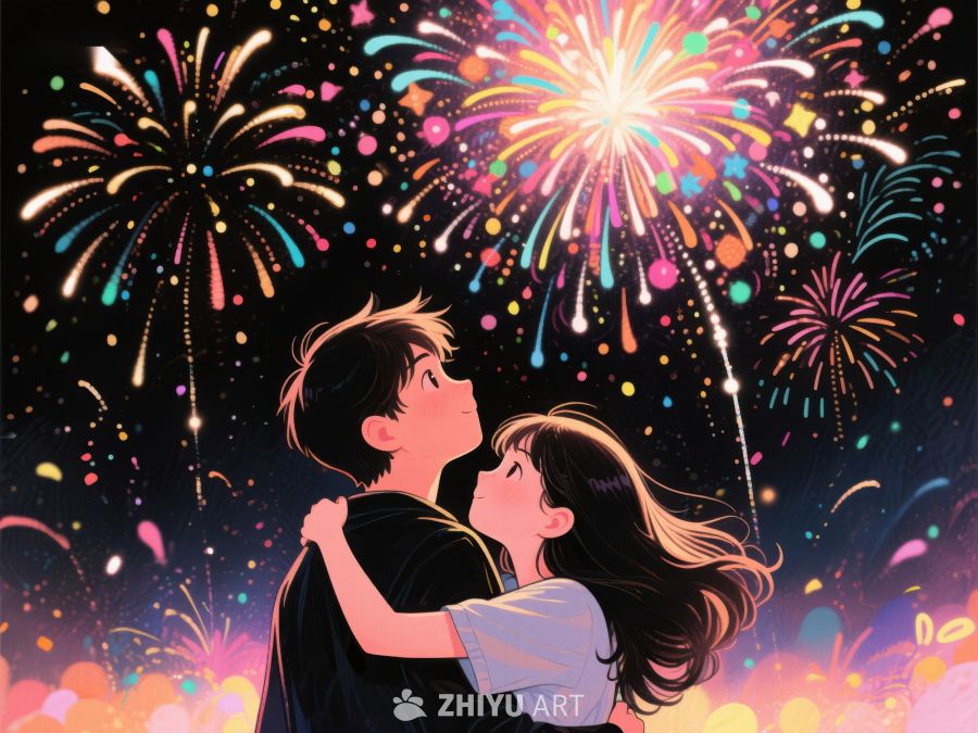 烟花下的浪漫拥抱 915