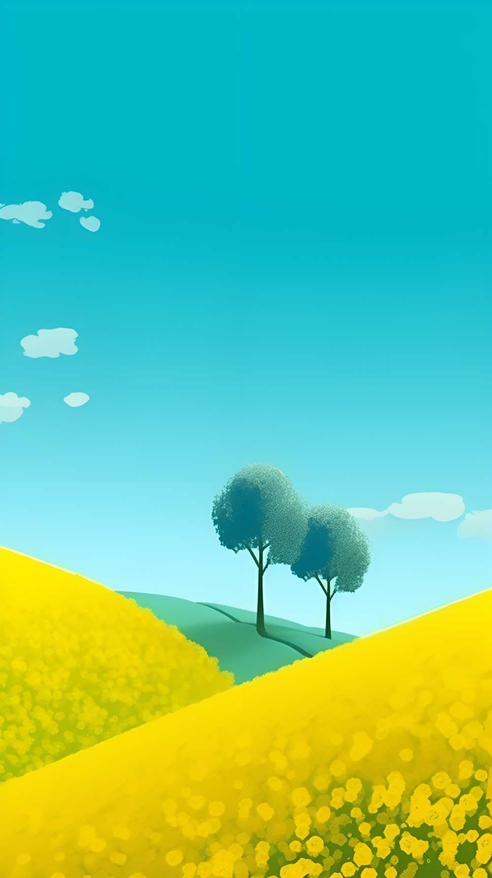 夏季凉爽的插画小草自然美景