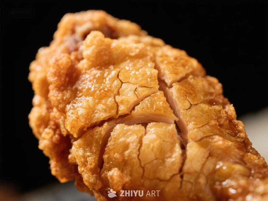 金黄酥脆的炸鸡特写